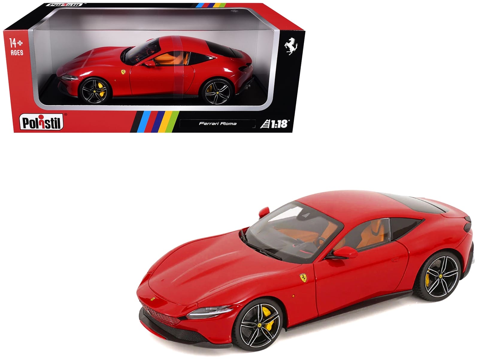 2019 Ferrari Roma Red with Orange Interior 1/18 Diecast Model Car by Polistil