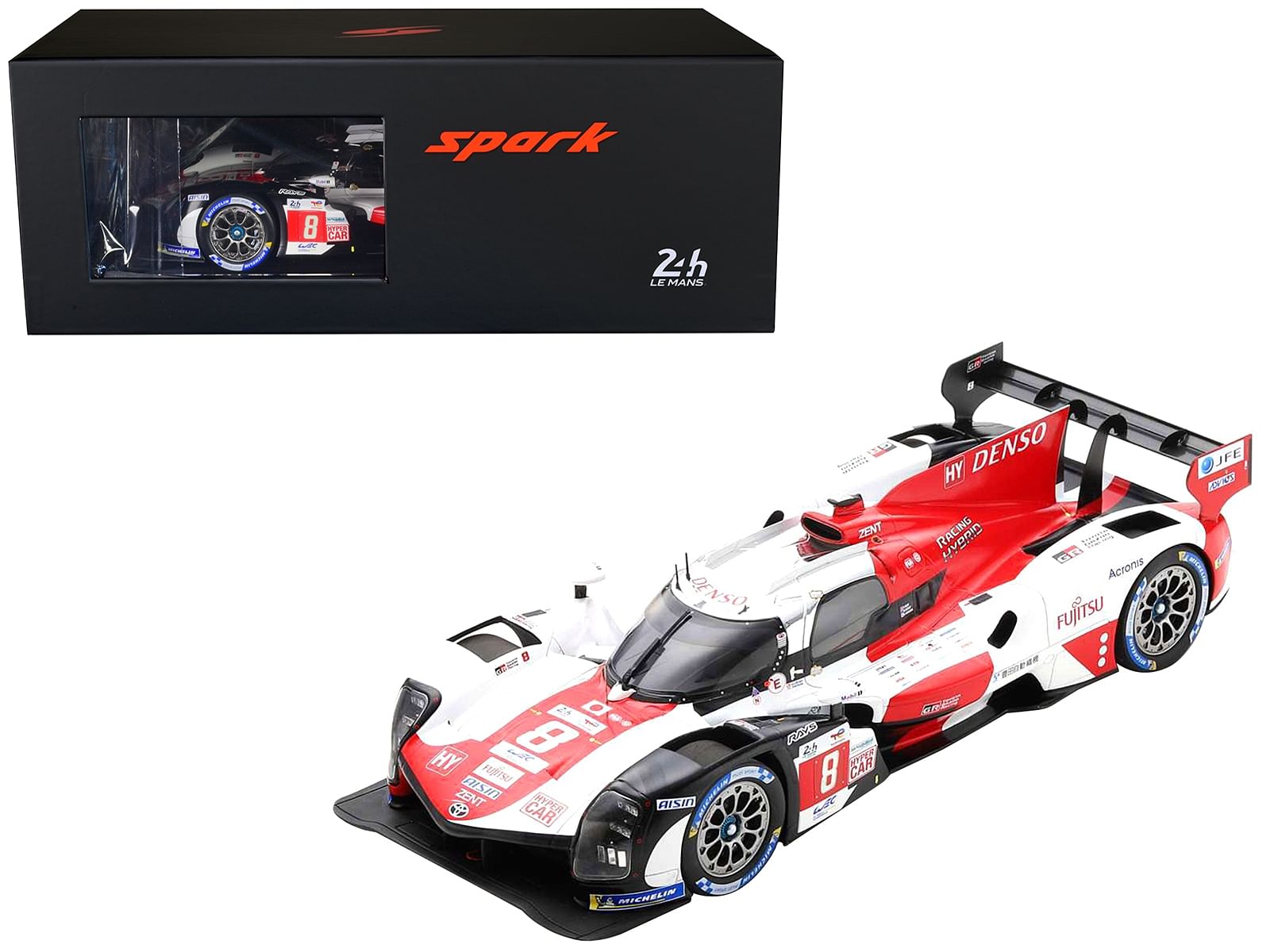 Toyota GR010 Hybrid #8 Sebastien Buemi – Brendon Hartley – Ryo Hirakawa Hypercar Class Winner “24 Hours of Le Mans” (2022) with Acrylic Display Case 1/18 Model Car by Spark