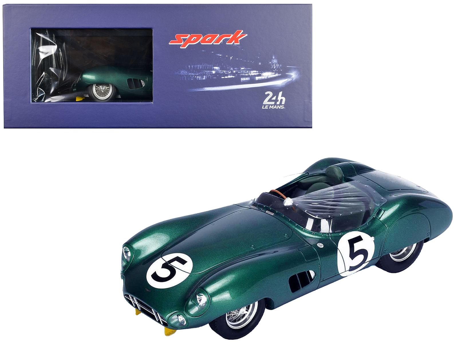 Aston Martin DBR1 #5 Roy Salvadori – Carroll Shelby Winner “24 Hours of Le Mans” (1959) with Acrylic Display Case 1/18 Model Car by Spark