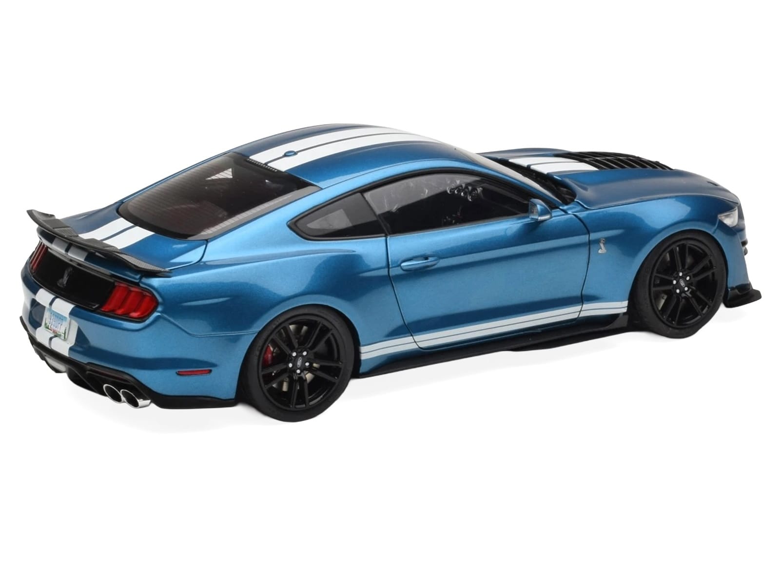 2022 Ford Mustang Shelby GT500 Blue Metallic with White Stripes 1/18 Diecast Model Car by IXO Models - Image 5