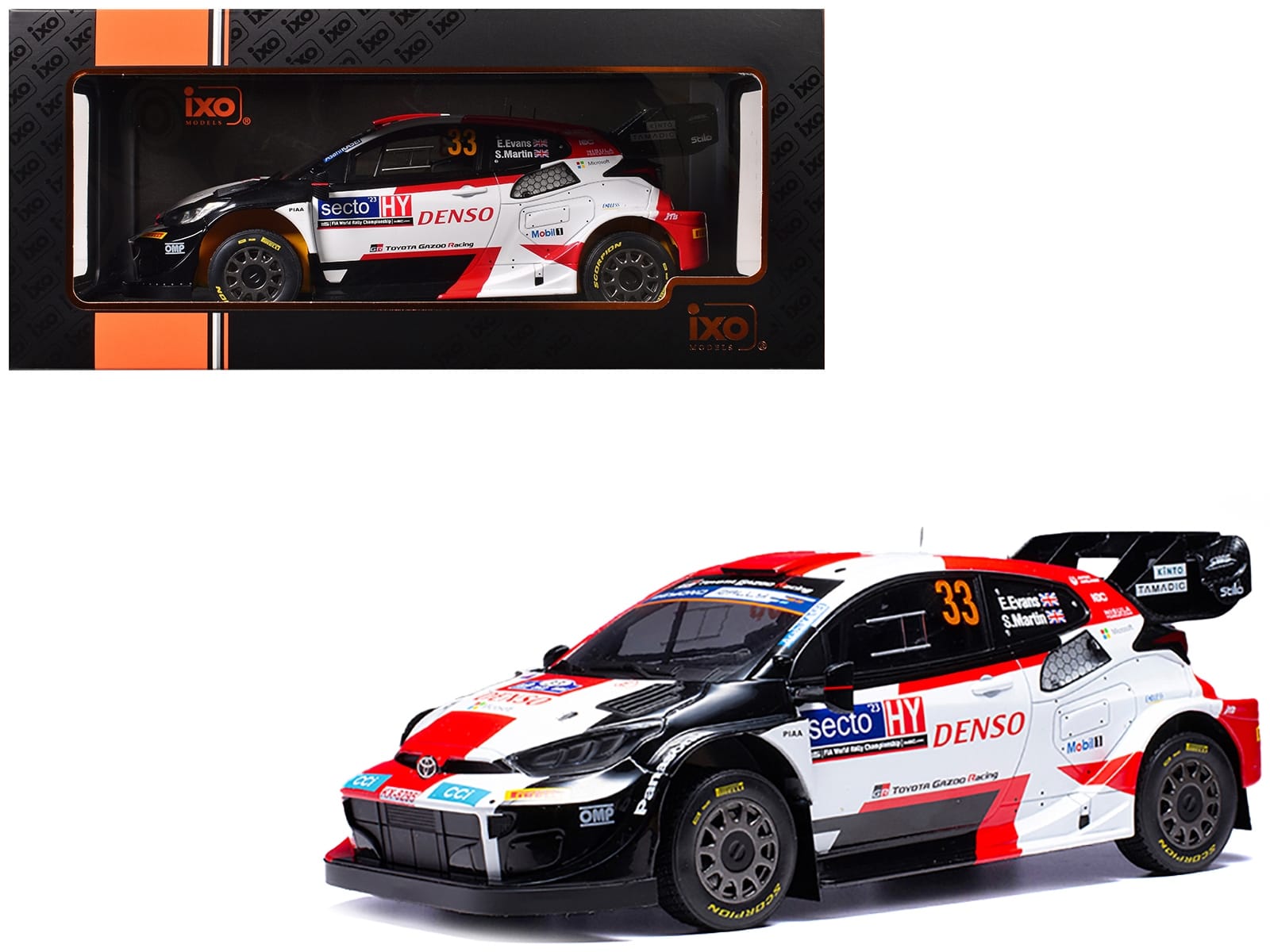 Toyota GR Yaris Rally1 Hybrid #33 Elfyn Evans - Scott Martin Winner "Rally Finland" (2023) 1/18 Diecast Model Car by IXO Models - Image 2