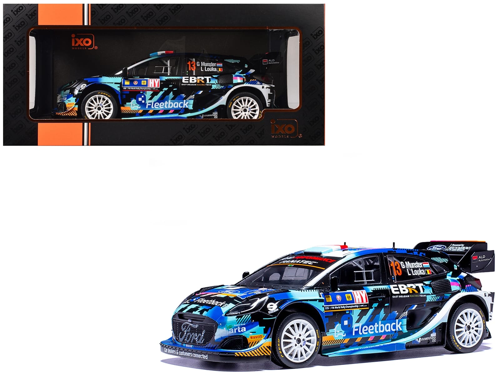 Ford Puma Rally1 #13 Gregoire Munster - Louis Louka "Central European Rally" (2023) 1/18 Diecast Model Car by IXO Models - Image 3