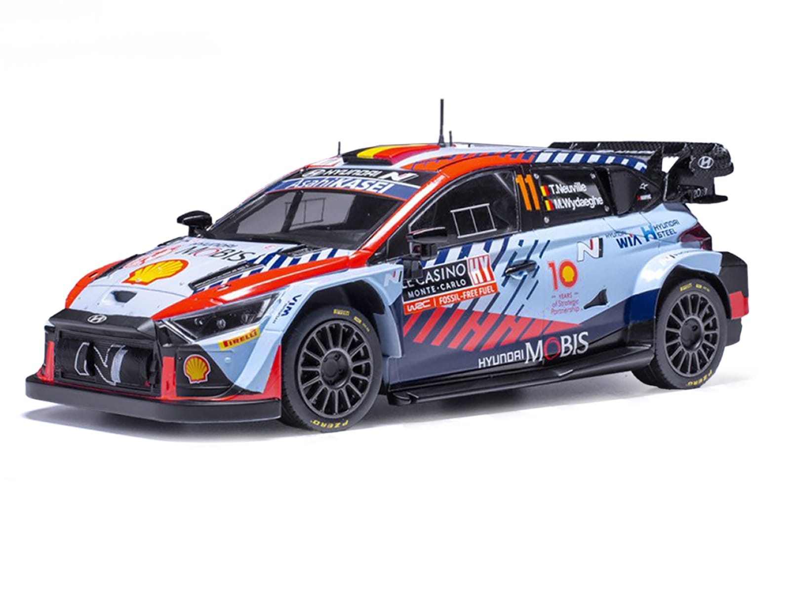 Hyundai i20 N Rally1 #11 Thierry Neuville - Martijn Wydaeghe Winner "Rallye Monte-Carlo" (2024) 1/18 Diecast Model Car by IXO Models - Image 2