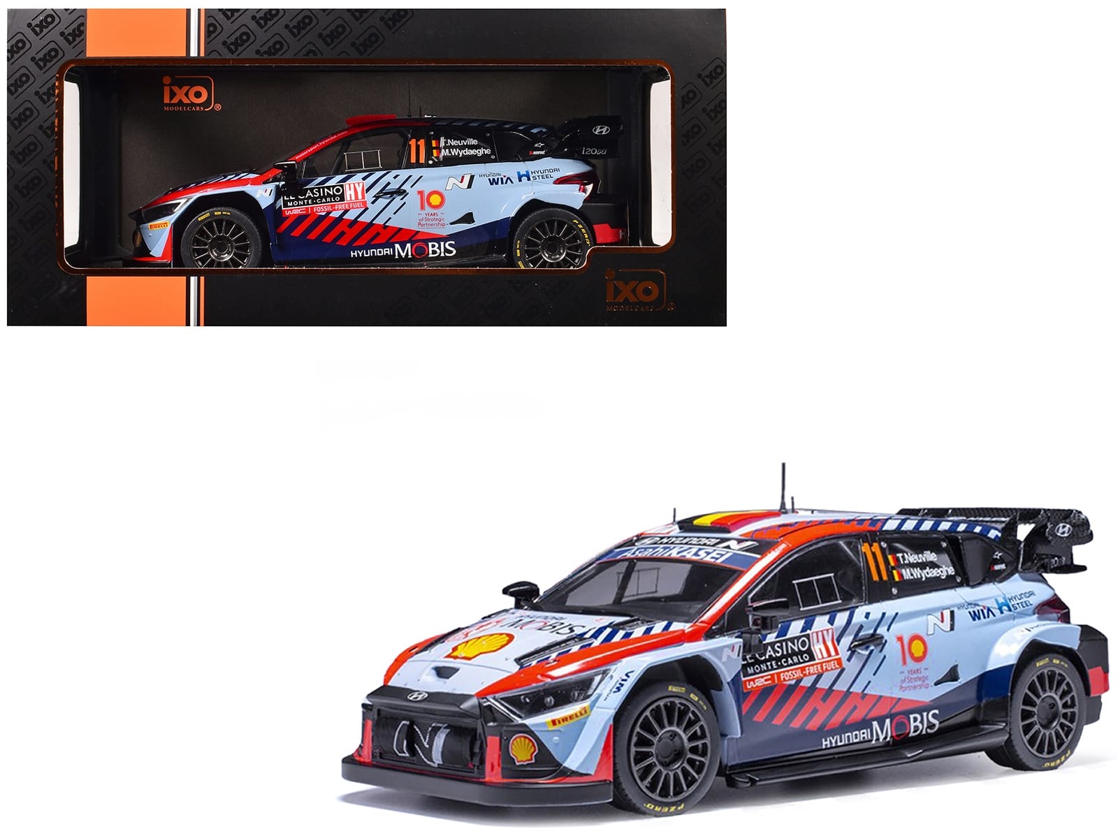 Hyundai i20 N Rally1 #11 Thierry Neuville - Martijn Wydaeghe Winner "Rallye Monte-Carlo" (2024) 1/18 Diecast Model Car by IXO Models - Image 3