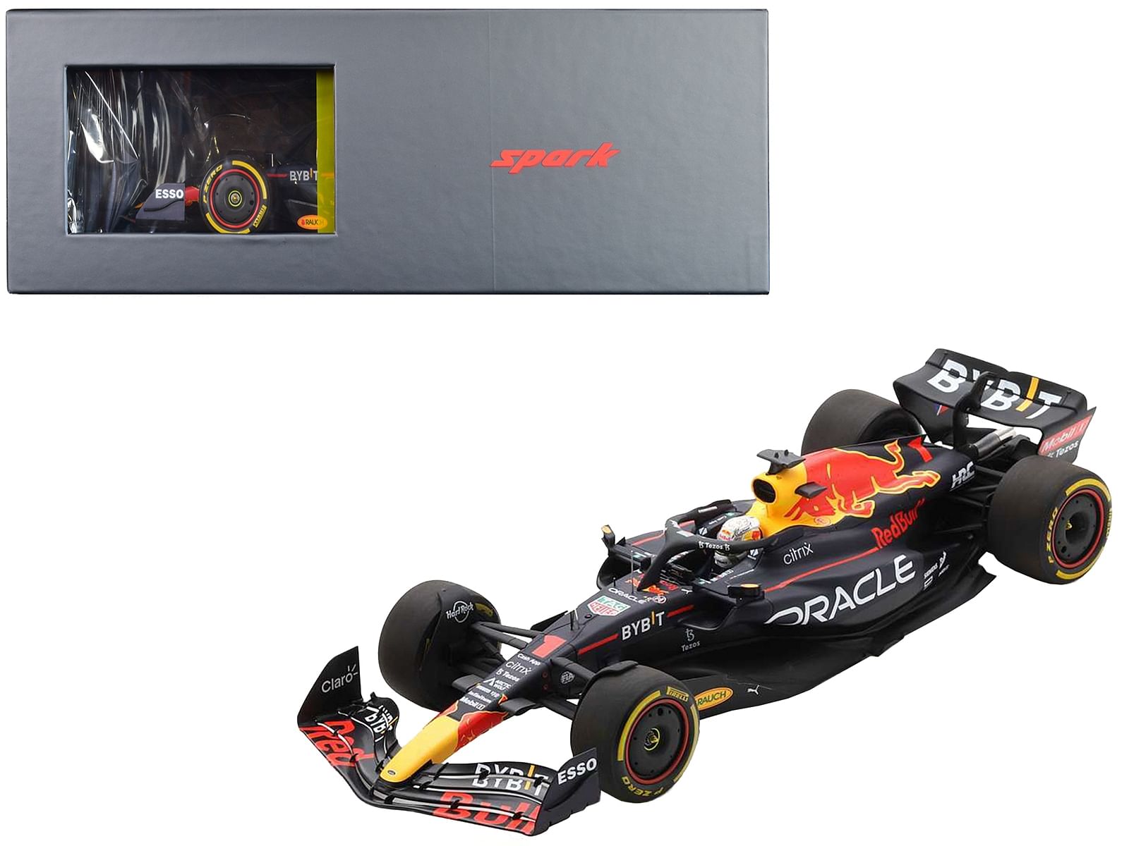 Red Bull Racing RB18 #1 Max Verstappen “Oracle” Winner Formula One F1 Belgian GP (2022) with Acrylic Display Case 1/18 Model Car by Spark