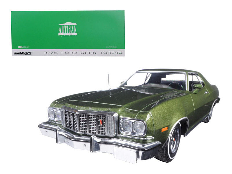 1976 Ford Gran Torino Dark Green Metallic 1/18 Diecast Model Car by Greenlight