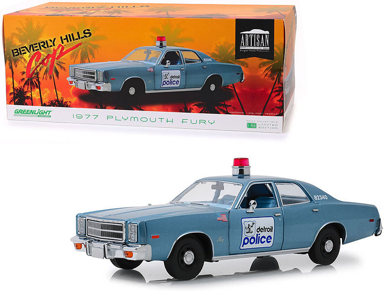 1977 Plymouth Fury Blue “Detroit Police” “Beverly Hills Cop” (1984) Movie 1/18 Diecast Model Car by Greenlight