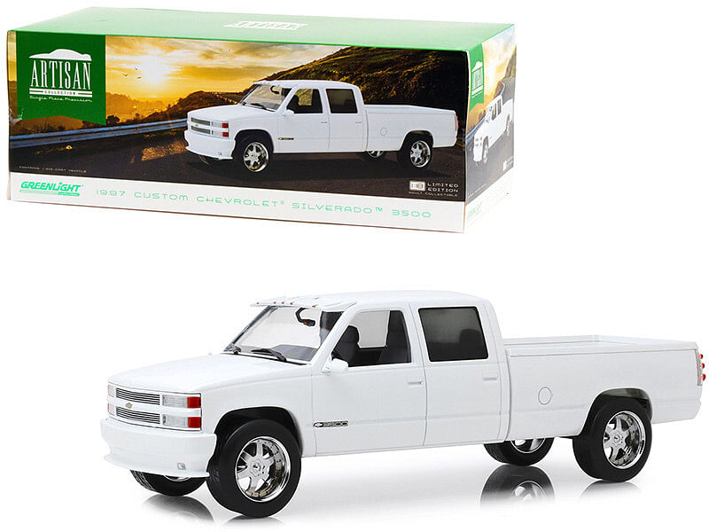 1997 Chevrolet Silverado 3500 Custom Pickup Truck Olympic White 1/18 Diecast Model Car by Greenlight