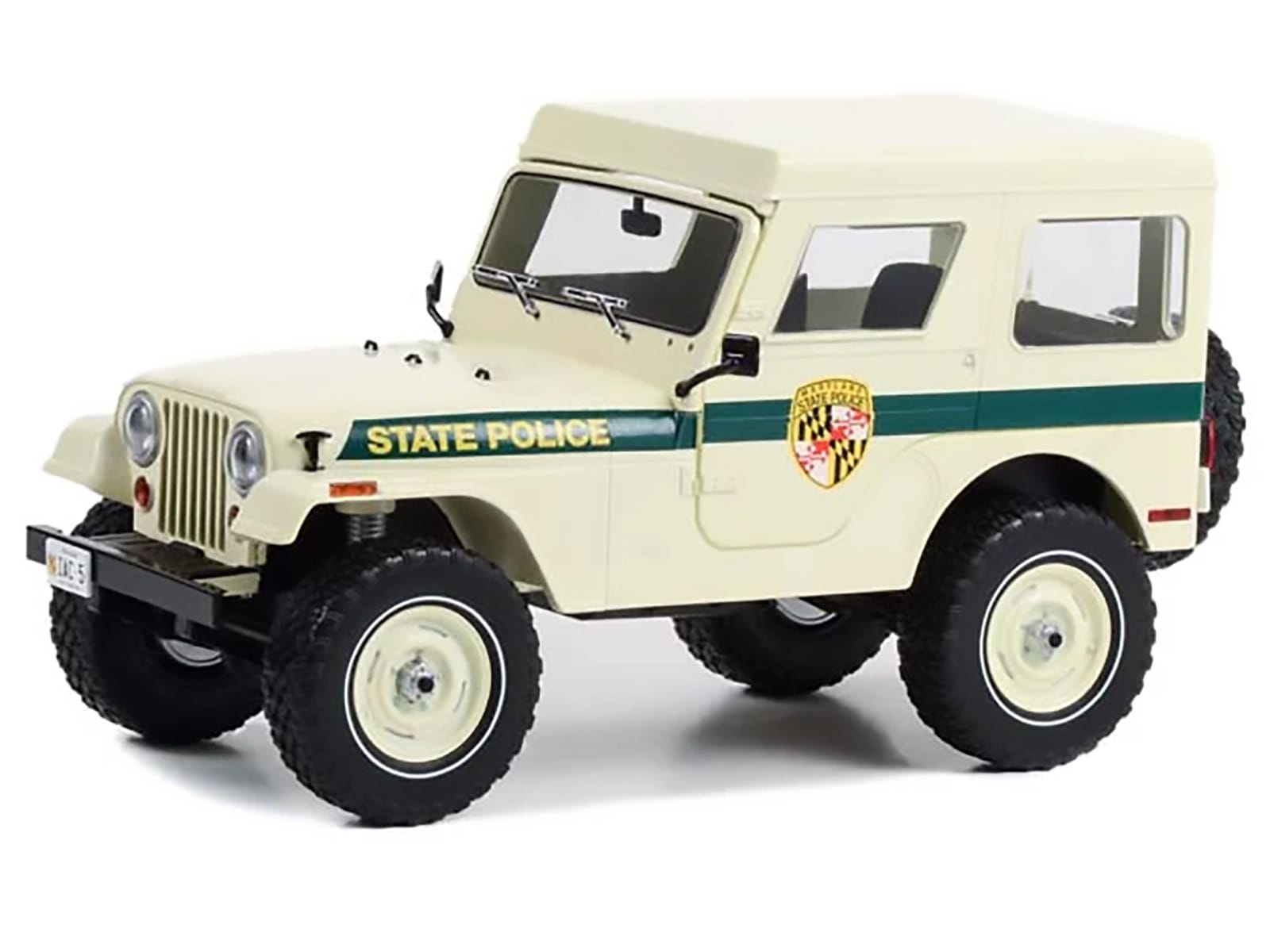 1983 Jeep CJ-5 Hardtop "Maryland State Police" Beige with Green Stripes "Artisan Collection" Series 1/18 Diecast Model Car by Greenlight - Image 2
