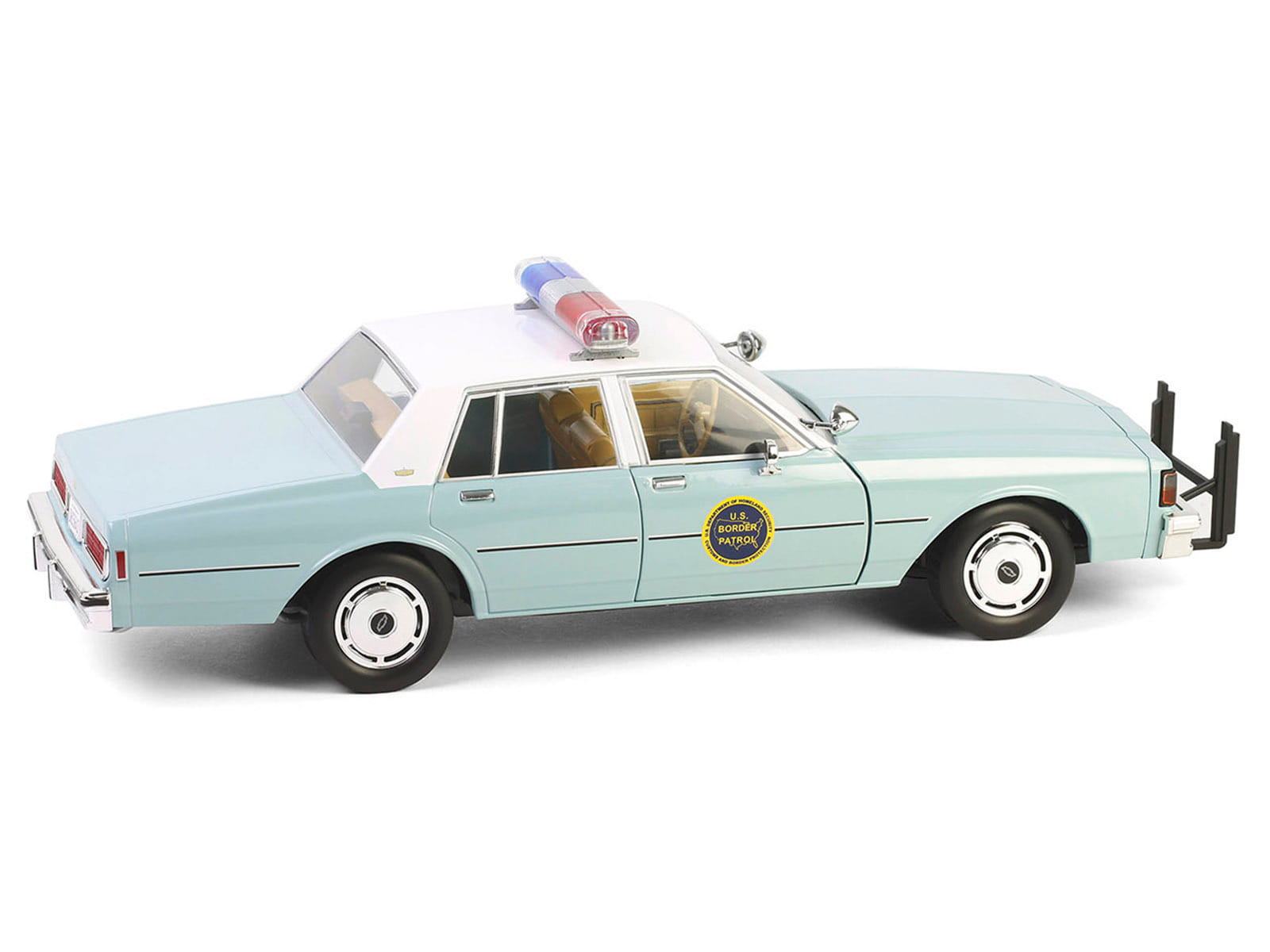 1987 Chevrolet Caprice 9C1 "US Border Patrol" Light Green with White Top "Artisan Collection" 1/18 Diecast Model Car by Greenlight - Image 5
