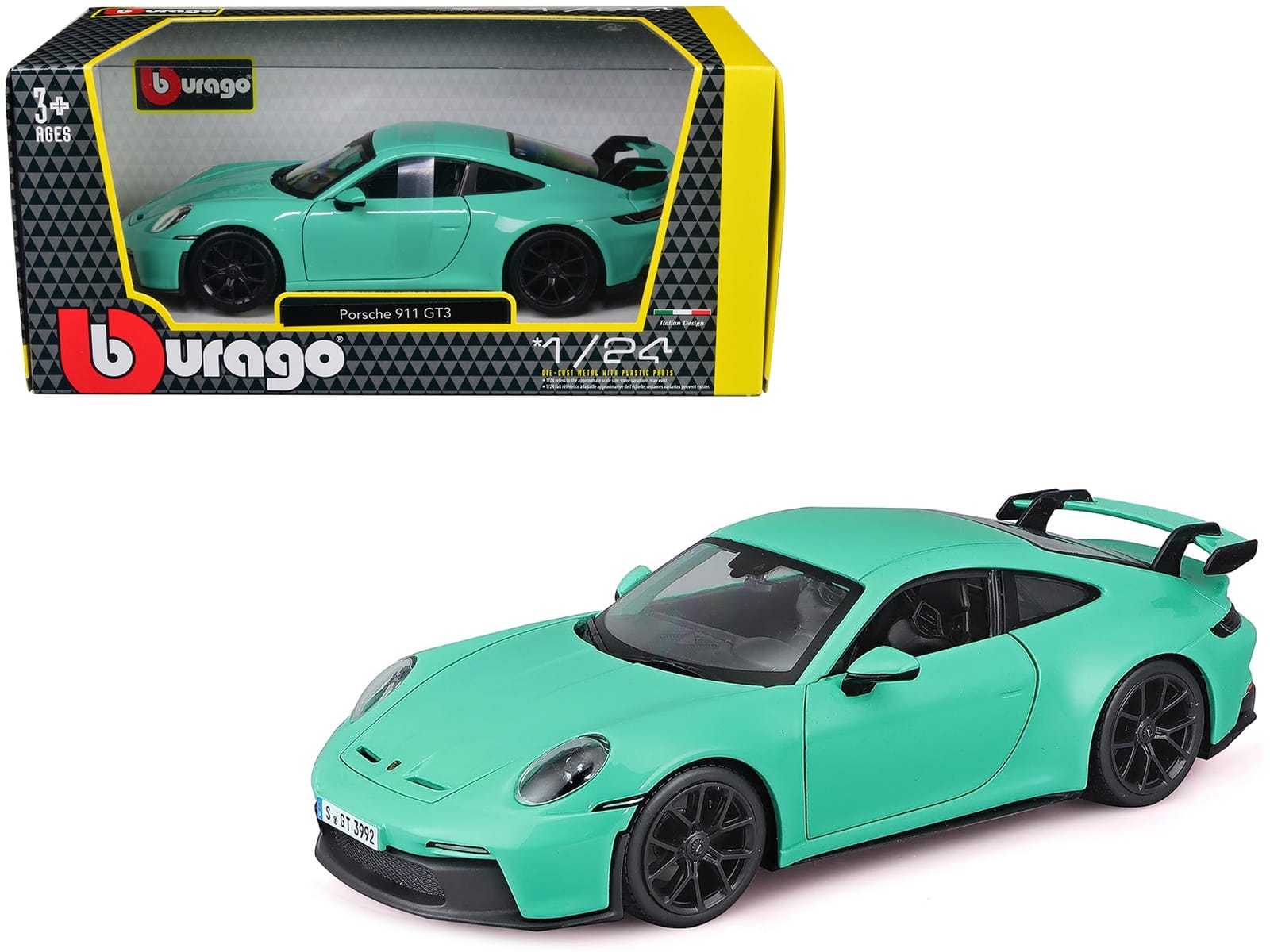 Porsche 911 GT3 Light Green 1/24 Diecast Model Car by Bburago - Image 5