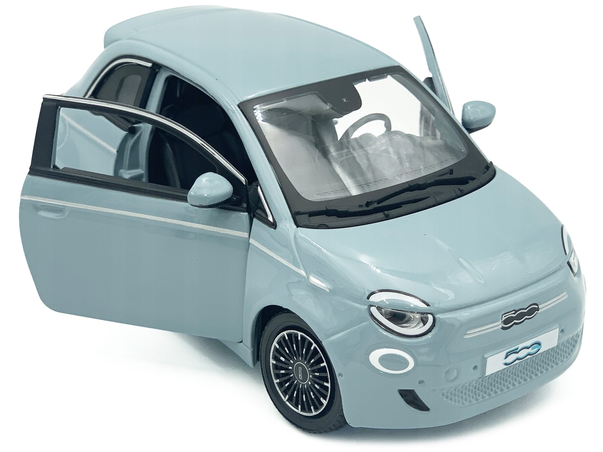 2023 Fiat 500e Light Blue 1/24 Diecast Model Car by Bburago - Image 2