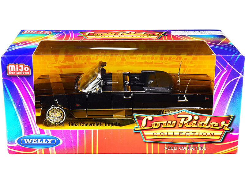 1963 Chevrolet Impala SS Convertible Black “Low Rider Collection” 1/24 Diecast Model Car...