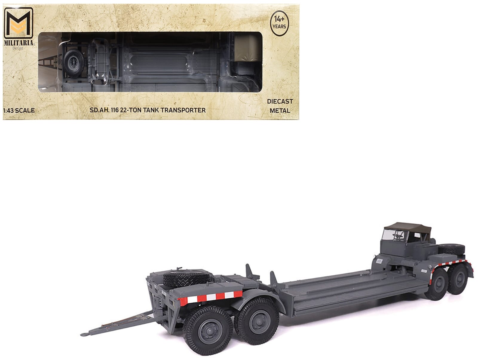 SD.AH. 116 22-Ton Tank Transporter Gray "German Army" 1/43 Diecast Model by Militaria Die Cast - Image 4