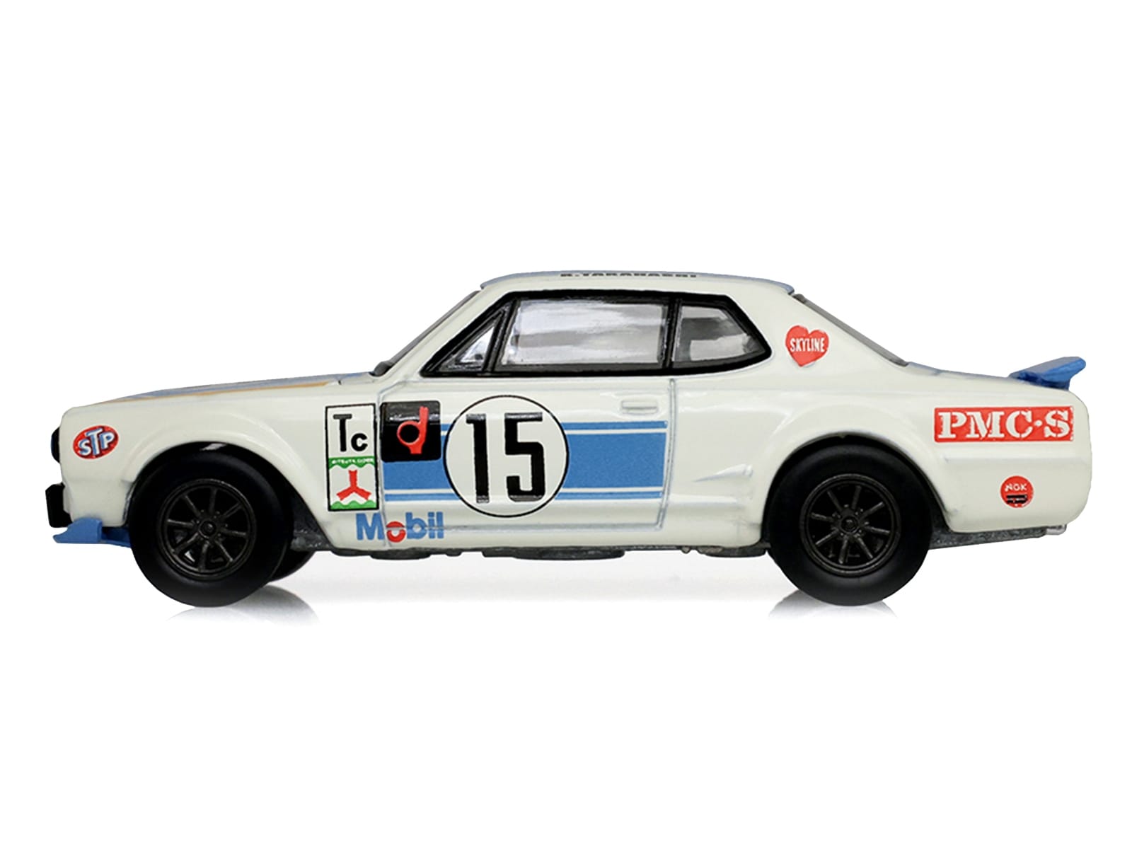 1972 Nissan Skyline 2000 GT-R (KPGC10) RHD (Right Hand Drive) #15 Kunimitsu Takahashi "50th Victory" White with Blue Stripe "Tokyo Torque" Series 10 1/64 Diecast Model Car by Greenlight - Image 2