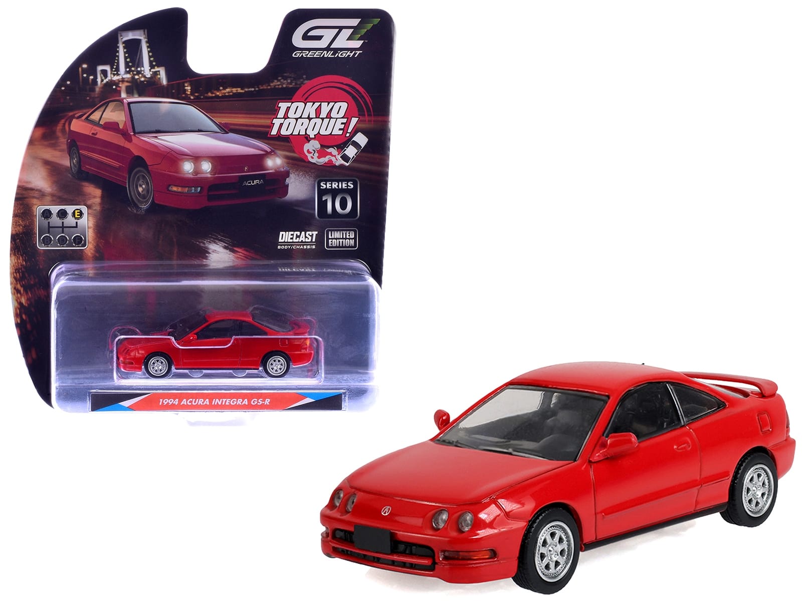 1994 Acura Integra GS-R Milano Red “Tokyo Torque” Series 10 1/64 Diecast Model Car by Greenlight