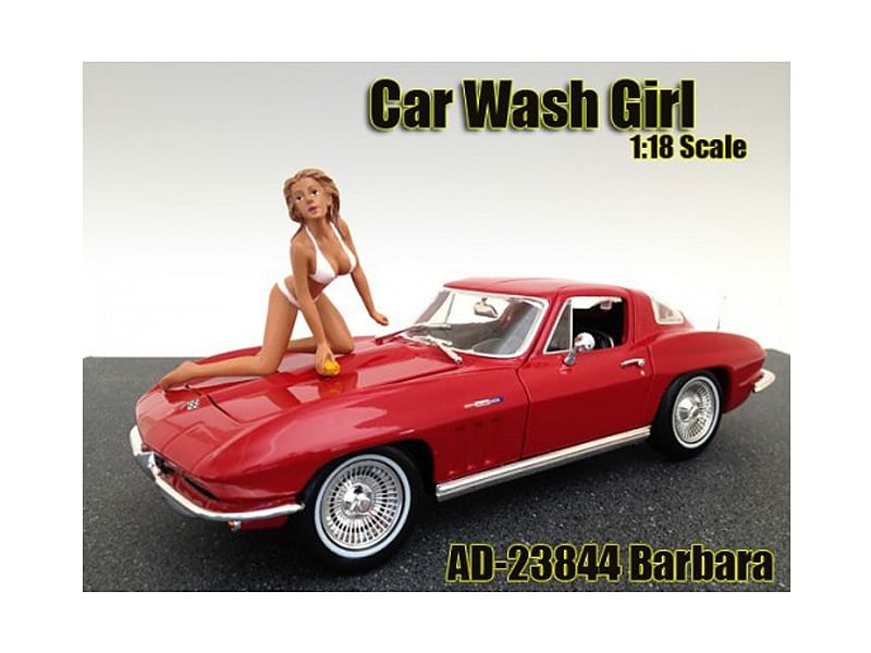 Car Wash Girl Barbara Figurine for 1/18 Scale Models by American Diorama