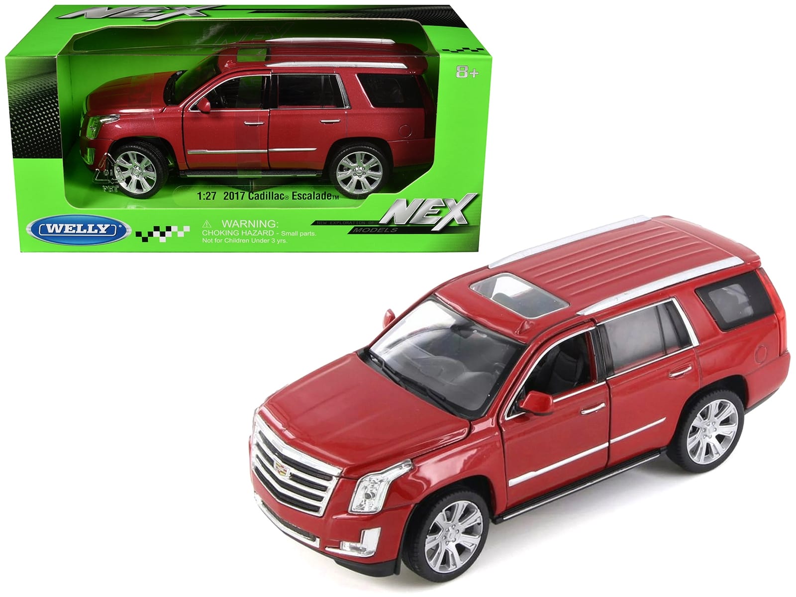 2017 Cadillac Escalade with Sunroof Red Metallic 1/24-1/27 Diecast Model Car by Welly - Image 4