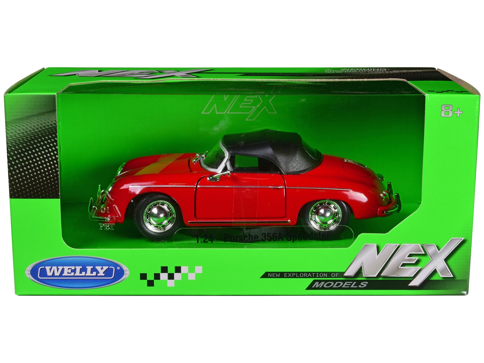 Porsche 356A Speedster Red with Black Soft Top “NEX Models” Series 1/24 Diecast Model Car by Welly