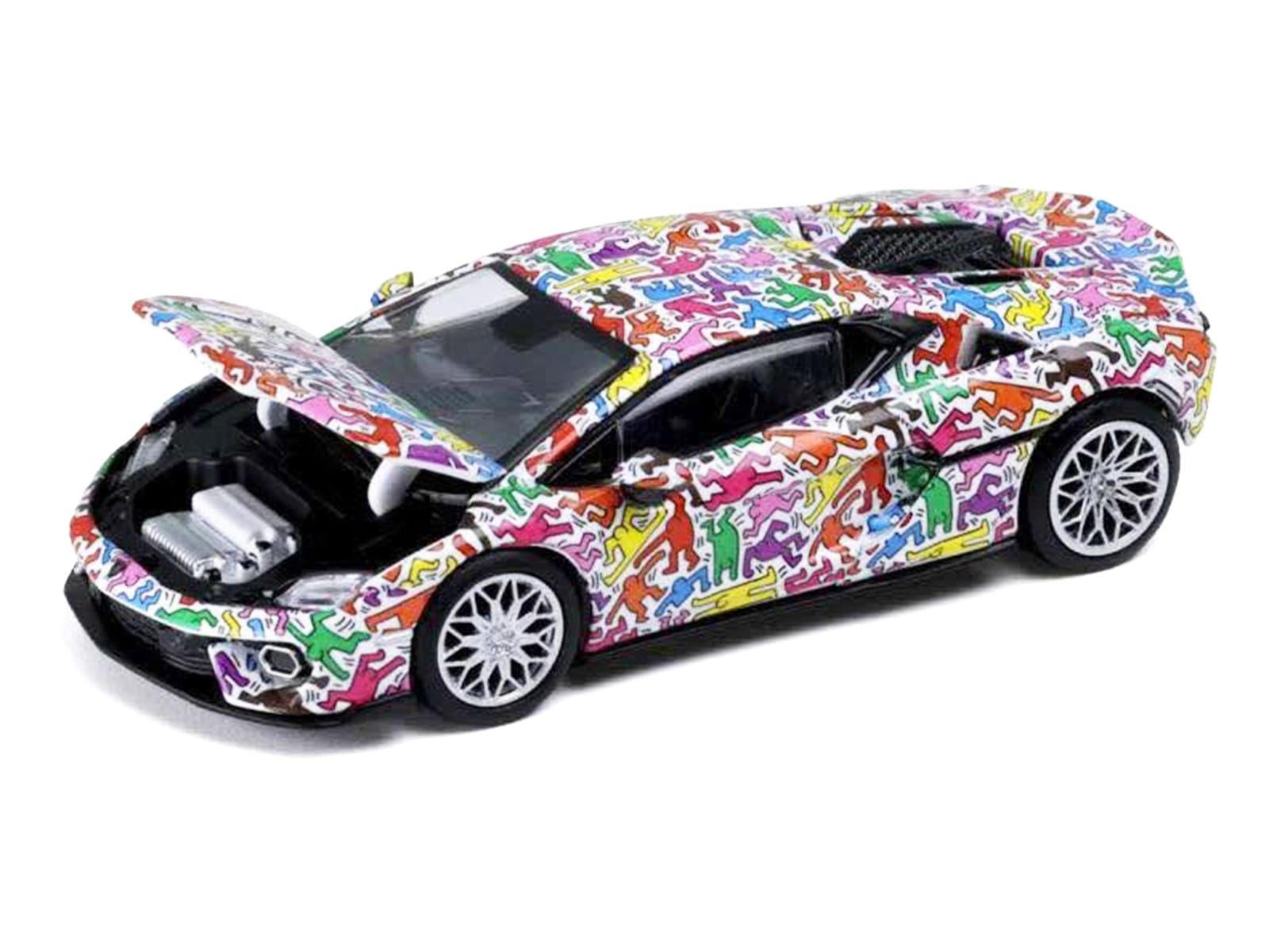 Lamborghini Temerario "Keith Haring Livery" White with Graphics 1/64 Diecast Model car by Trends Hobby - Image 2