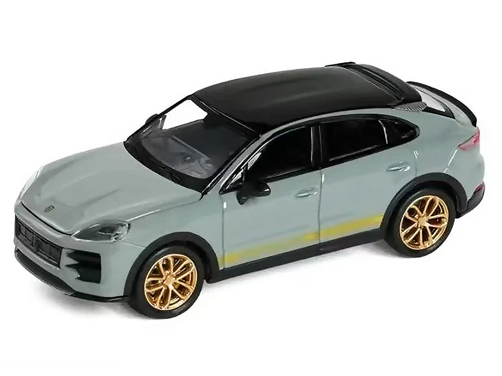 Porsche Cayenne Turbo GT Gray with Black Top and Gold Stripes 1/64 Diecast Model Car by Trends Hobby - Image 2