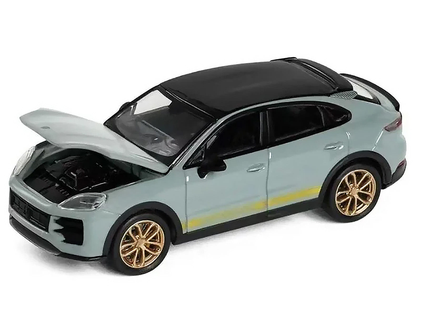 Porsche Cayenne Turbo GT Gray with Black Top and Gold Stripes 1/64 Diecast Model Car by Trends Hobby - Image 3