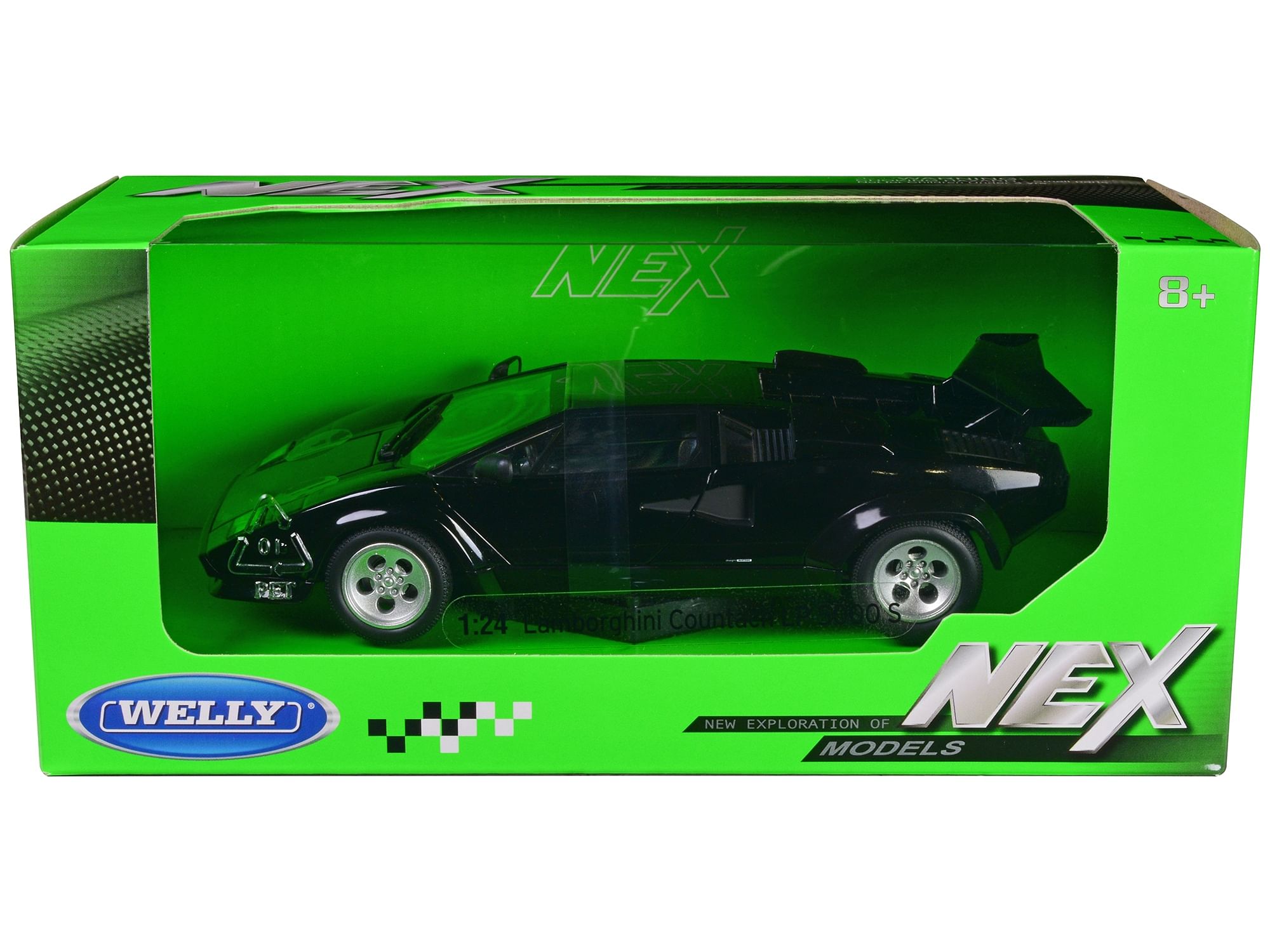 Lamborghini Countach LP 5000 S Black “NEX Models” Series 1/24 Diecast Model Car by Welly