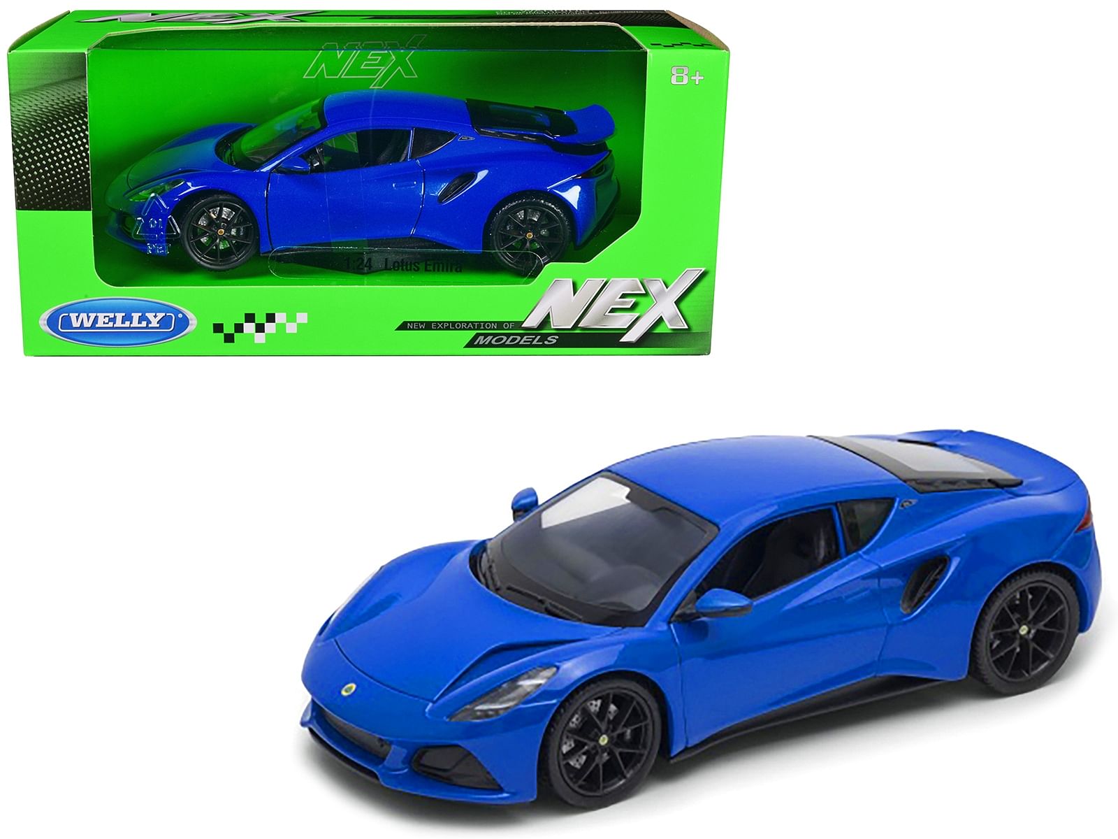 Lotus Emira Blue Metallic “NEX Models” Series 1/24 Diecast Model Car by Welly