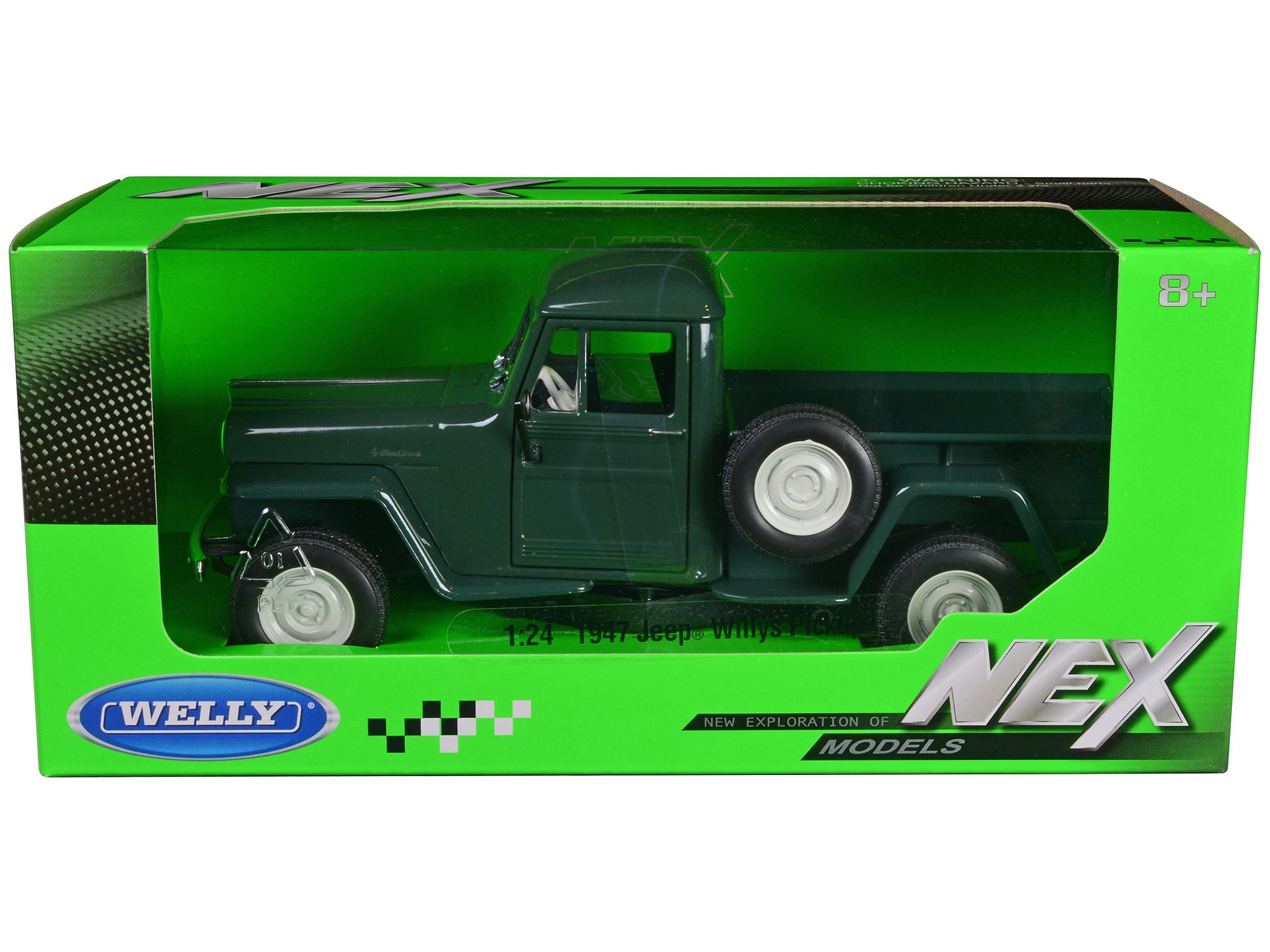 1947 Jeep Willys Pickup Truck Dark Green “NEX Models” Series 1/24 Diecast Model Car by Welly