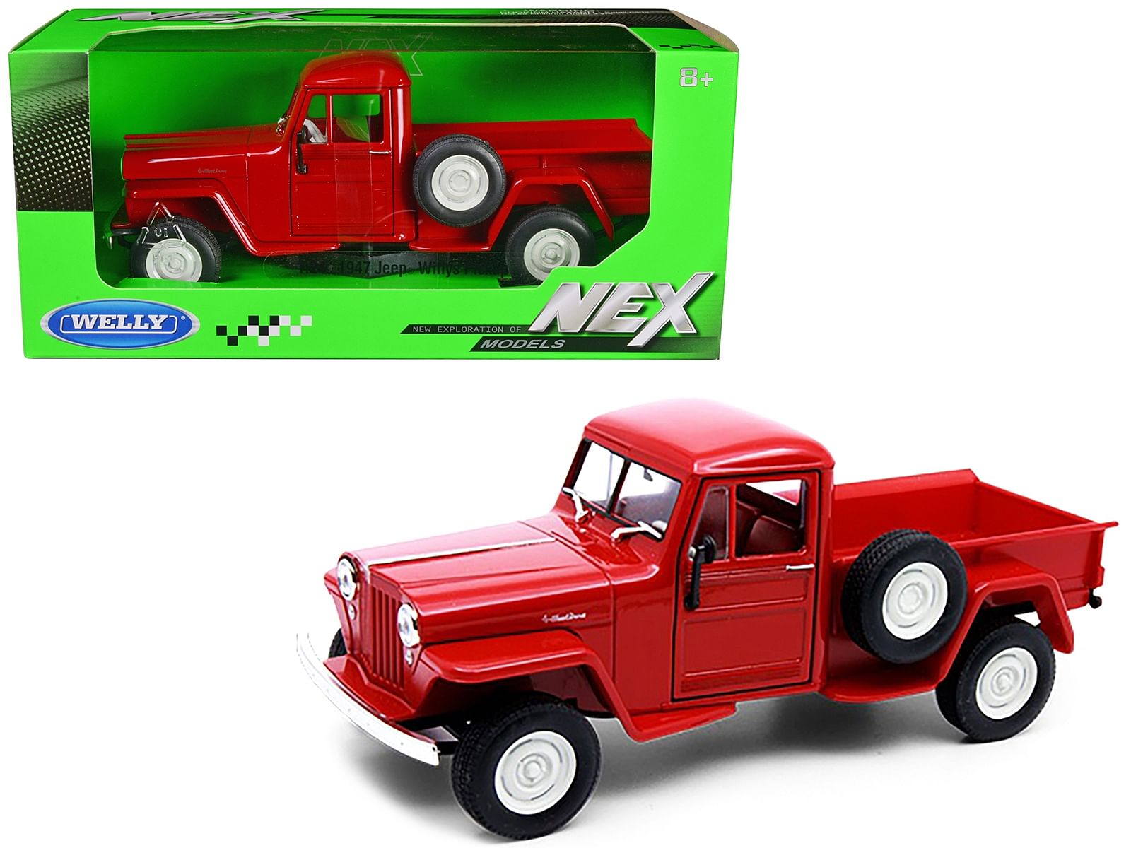 1947 Jeep Willys Pickup Truck Red “NEX Models” Series 1/24 Diecast Model Car by Welly