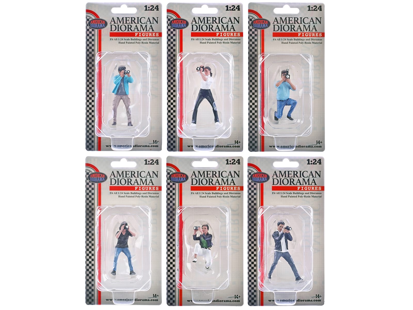 "Photographers" 6 piece Figure Set for 1/24 Scale Models by American Diorama - Image 2