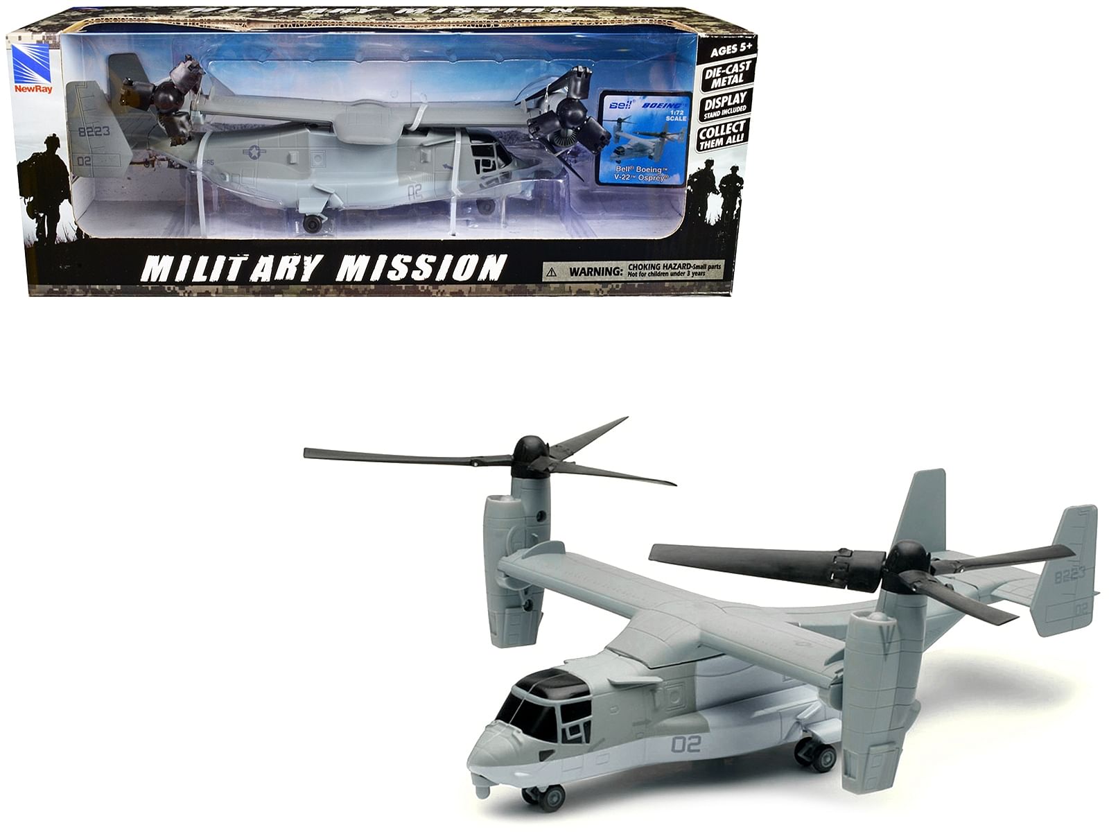 Bell Boeing V-22 Osprey Aircraft #02 Gray “US Air Force” “Military Mission” Series 1/72 Diecast Model by New Ray