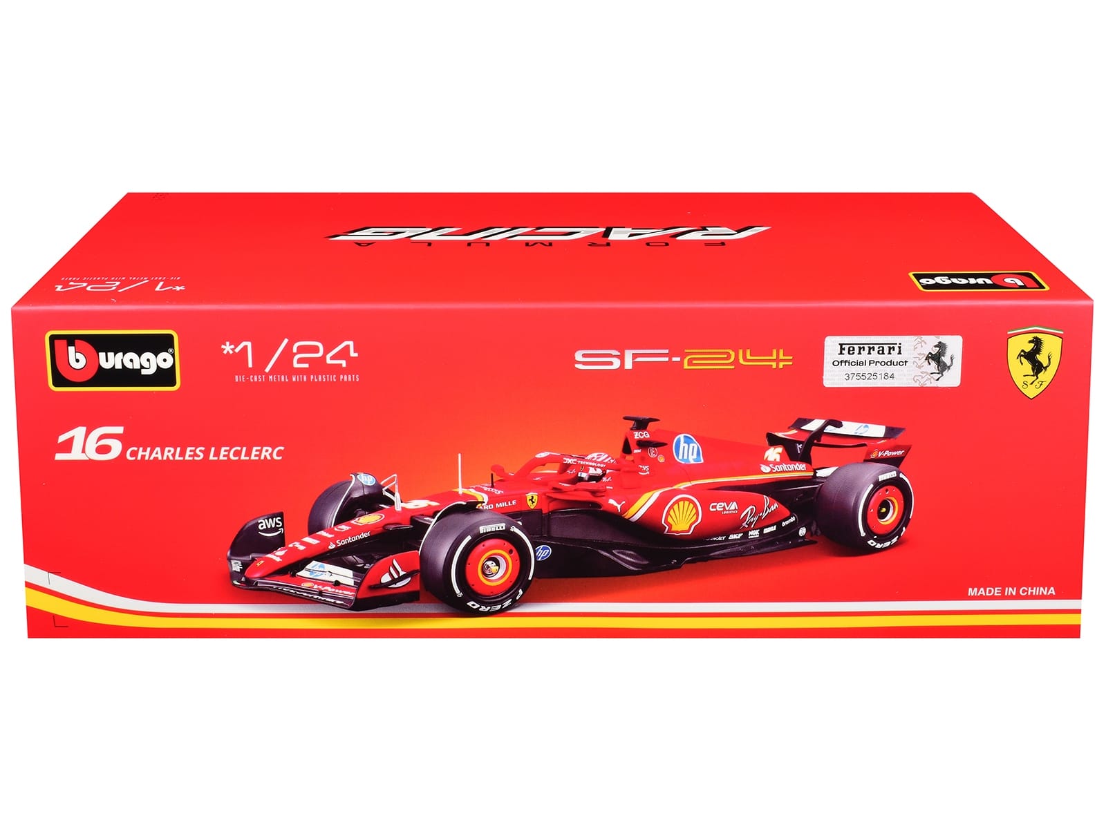 Ferrari SF-24 #16 Charles Leclerc Formula One F1 World Championship (2024) "Formula Racing" Series 1/24 Diecast Model Car by Bburago - Image 3