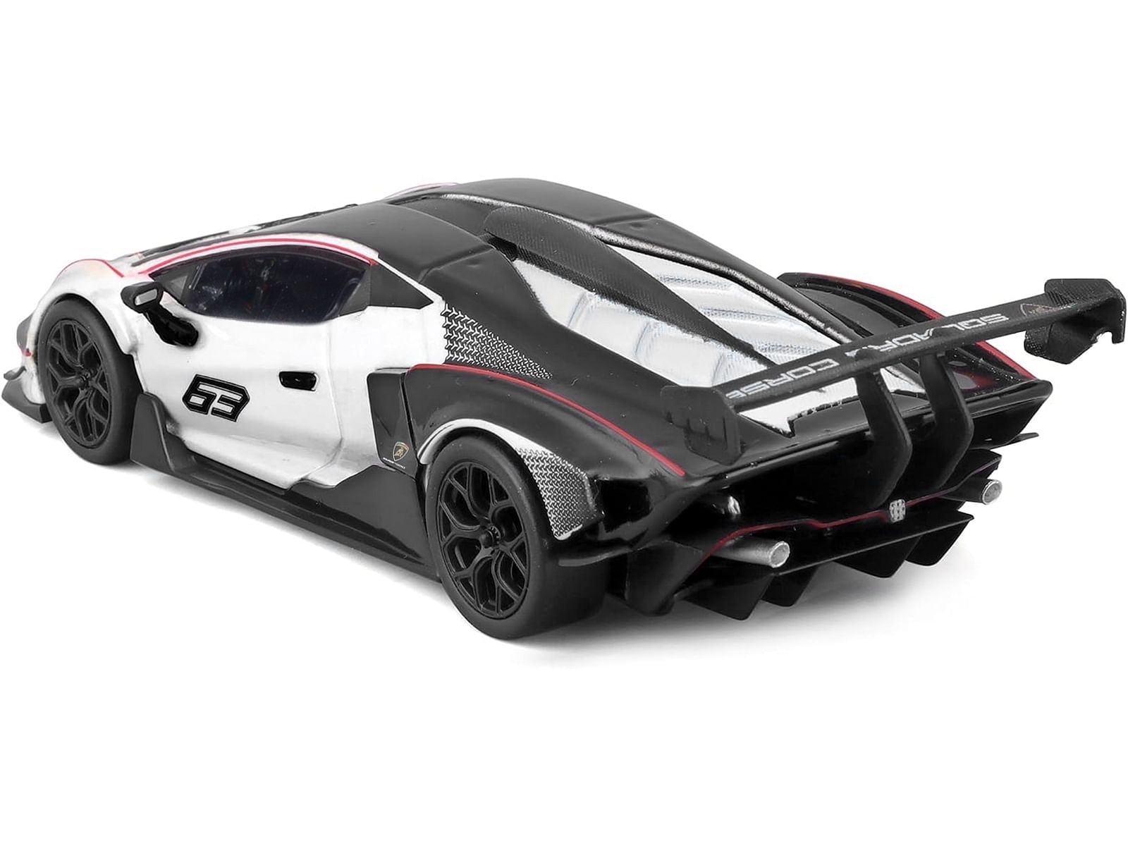 Lamborghini Essenza SCV12 #63 White and Black “Squadra Corse” “Race” Series 1/24 Diecast Model Car by Bburago