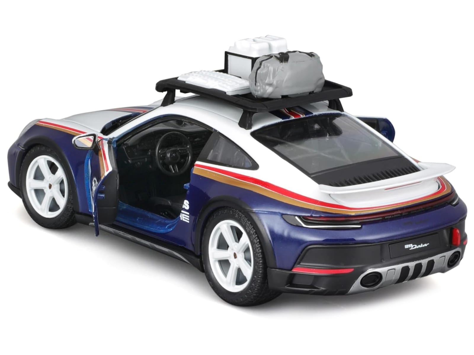 Porsche 911 Dakar #953 "Roughroads Porsche" Blue and White with Stripes and Roof Rack "Race" Series 1/24 Diecast Model Car by Bburago - Image 2