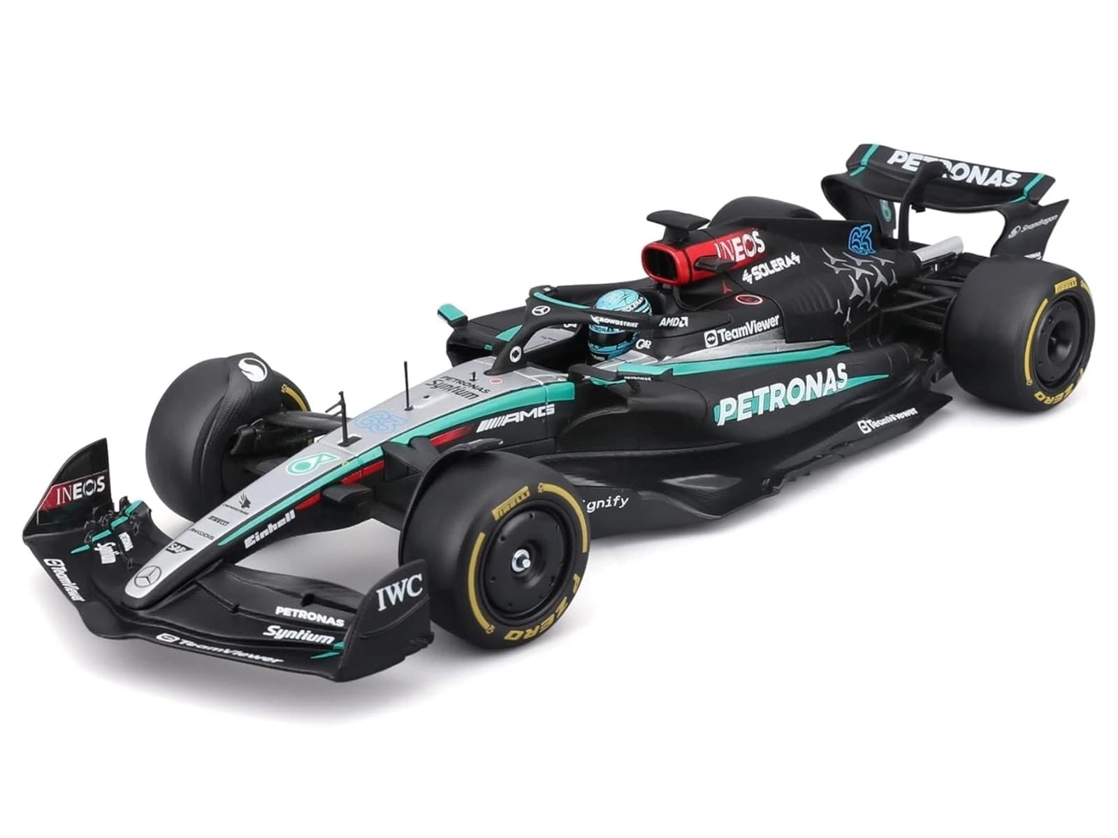 Mercedes-AMG F1 W15 E Performance #63 George Russell "Petronas" Formula One F1 "World Championship" (2024) 1/24 Diecast Model Car by Bburago - Image 2
