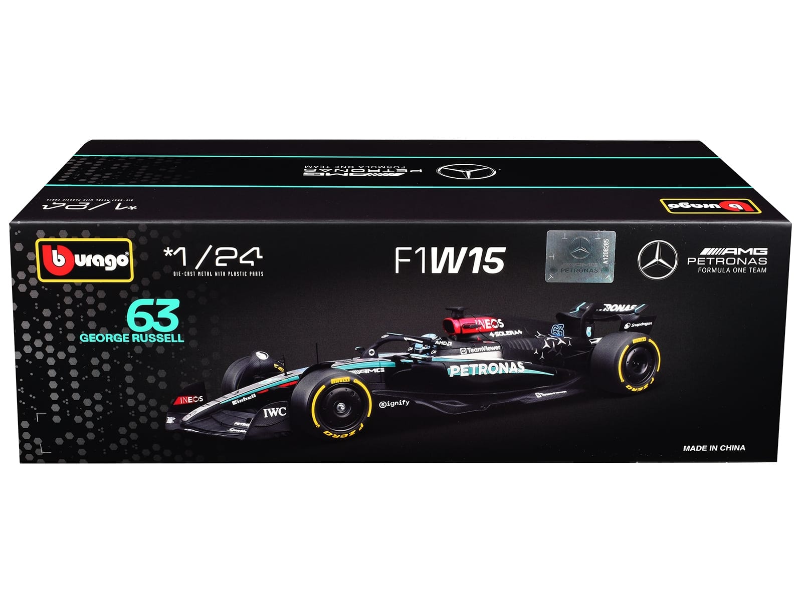 Mercedes-AMG F1 W15 E Performance #63 George Russell "Petronas" Formula One F1 "World Championship" (2024) 1/24 Diecast Model Car by Bburago - Image 3