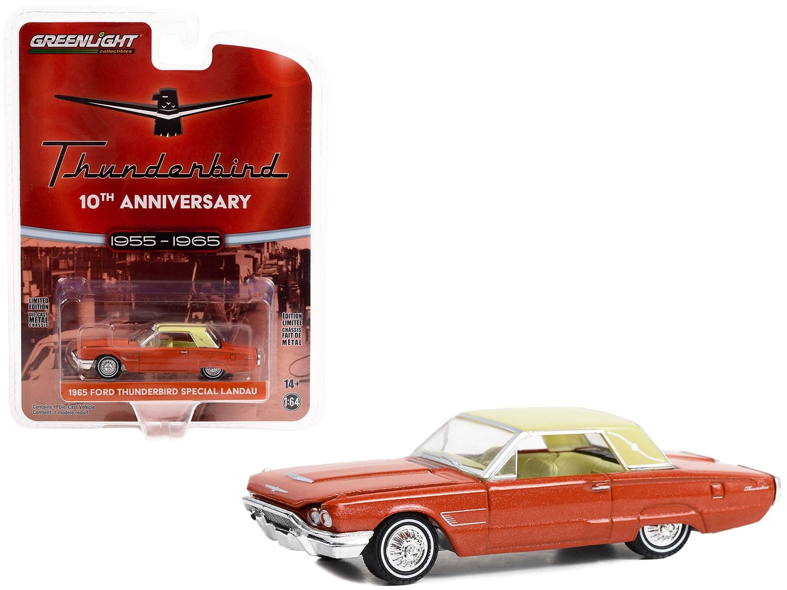 1965 Ford Thunderbird Special Landau Ember-Glo Metallic with Cream Top and Interior “10th Anniversary” “Anniversary Collection” Series 15 1/64 Diecast Model Car by Greenlight