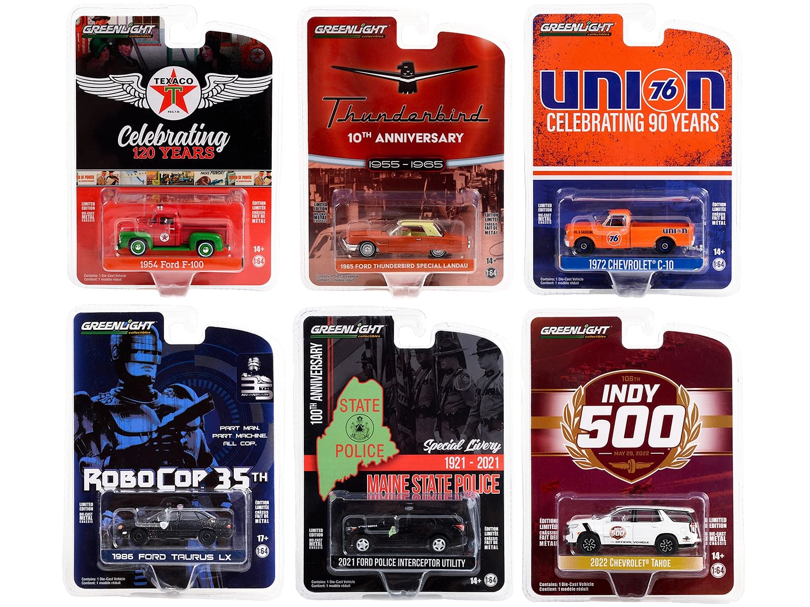 “Anniversary Collection” Set of 6 pieces Series 15 1/64 Diecast Model Cars by Greenlight