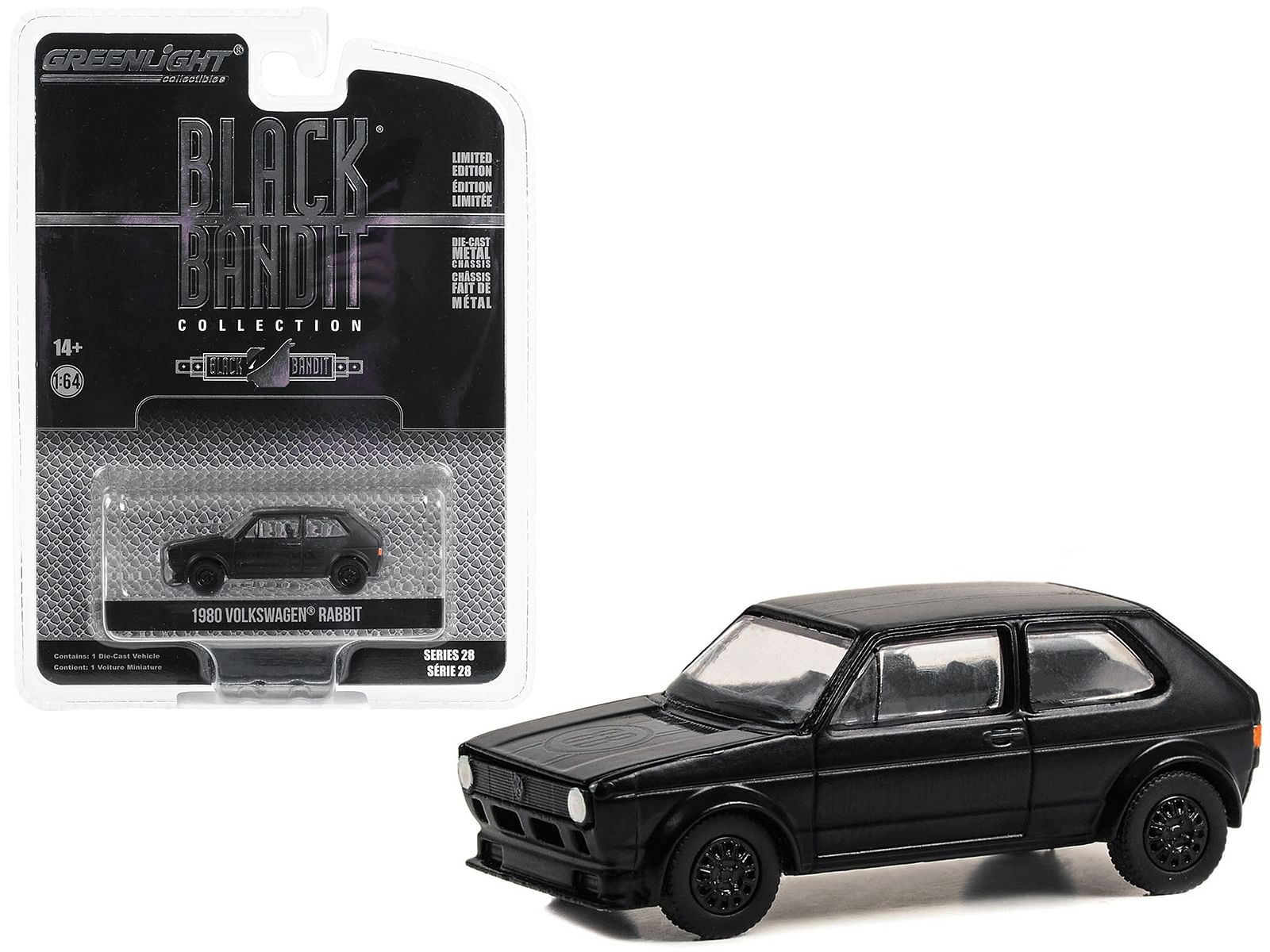 1980 Volkswagen Rabbit Widebody “Black Bandit” Series 28 1/64 Diecast Model Car by Greenlight