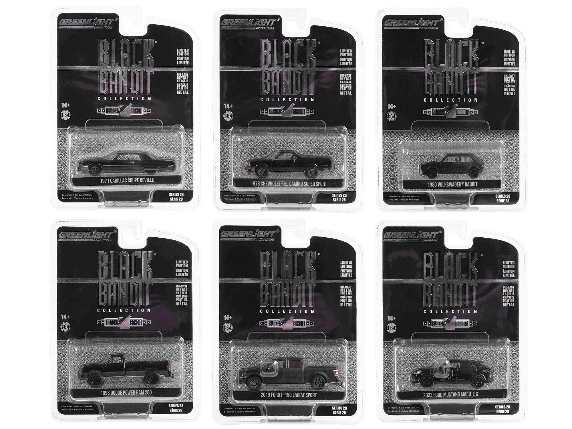 “Black Bandit” 6 piece Set Series 28 1/64 Diecast Model Cars by Greenlight