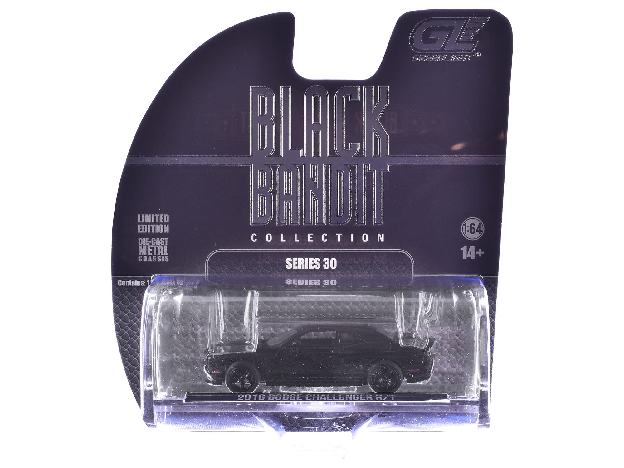 2016 Dodge Challenger R/T Hemi Black "Black Bandit" Series 30 1/64 Diecast Model Car by Greenlight - Image 3
