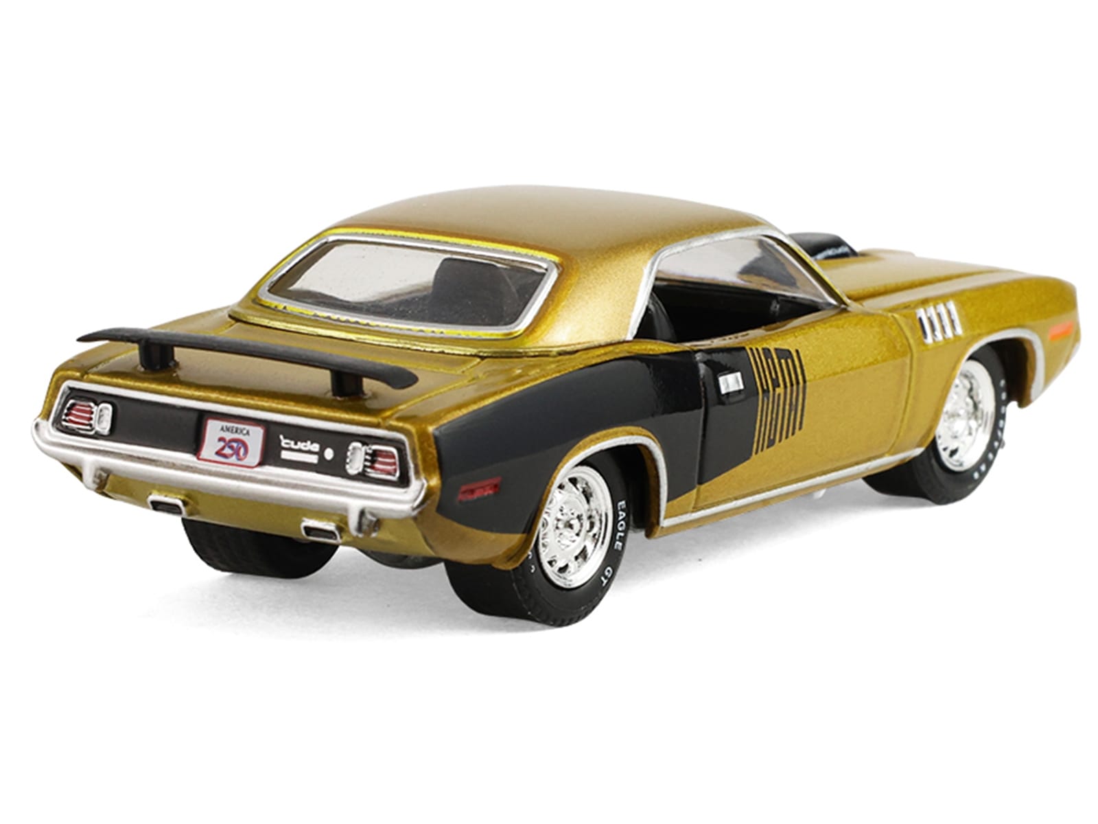 1971 Plymouth Hemi 'Cuda Gold Metallic with Black Accents "America 250 Edition" "Anniversary Collection" Series 18 1/64 Diecast Model Car by Greenlight - Image 3