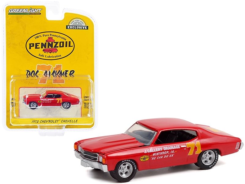 1972 Chevrolet Chevelle #71 Doc Mayner “Pennzoil” J. Gallery Drainage Winthrop (IA) “Hobby Exclusive” 1/64 Diecast Model Car by Greenlight