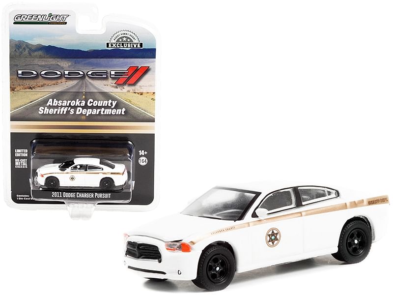 2011 Dodge Charger Pursuit White “Absaroka County Sheriff’s Department” “Hobby Exclusive” 1/64 Diecast Model Car by Greenlight