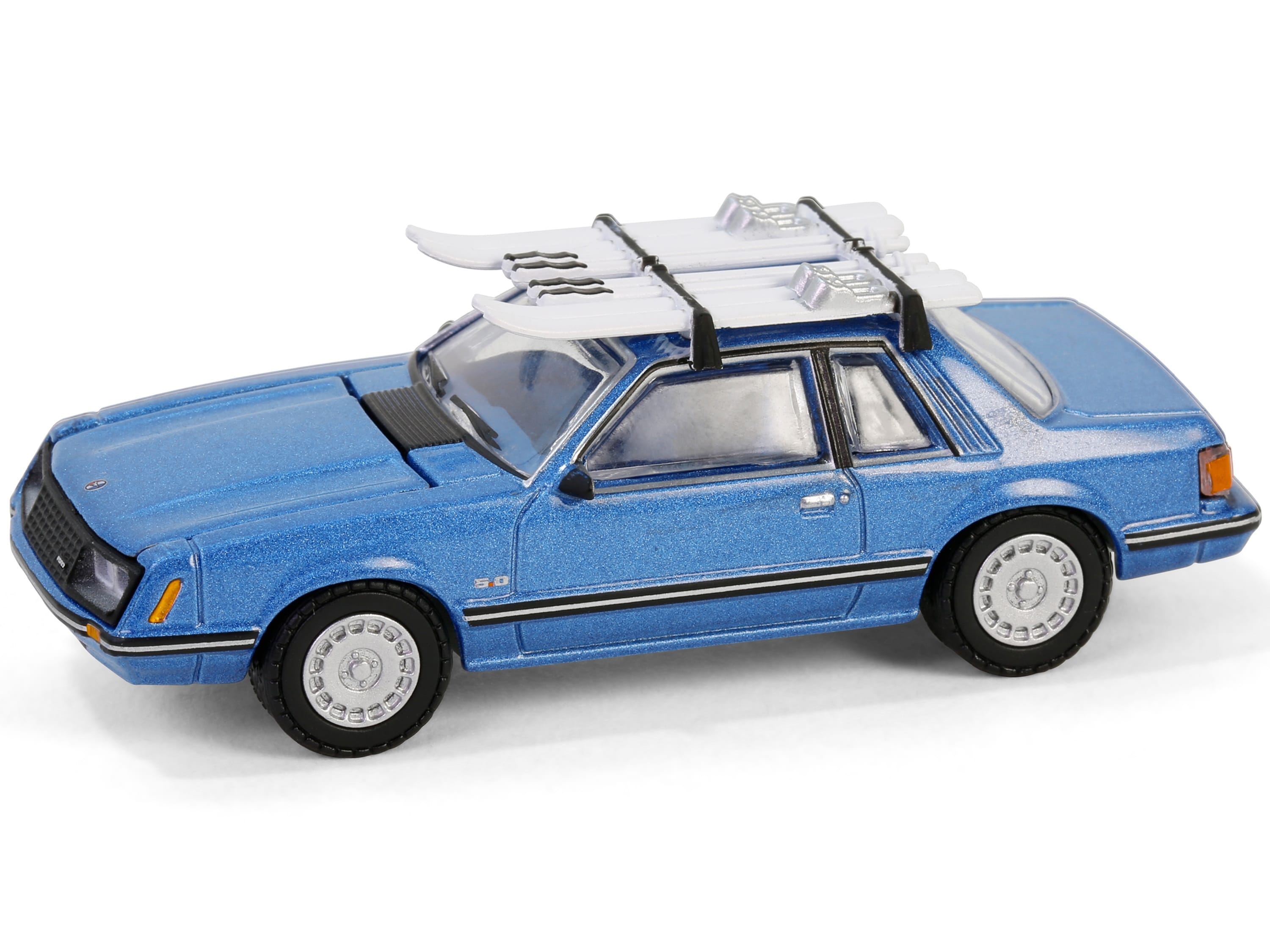 1981 Ford Mustang Ghia Coupe Blue Glow Metallic with Ski Roof Rack "Hobby Exclusive" Series 1/64 Diecast Model Car by Greenlight - Image 3