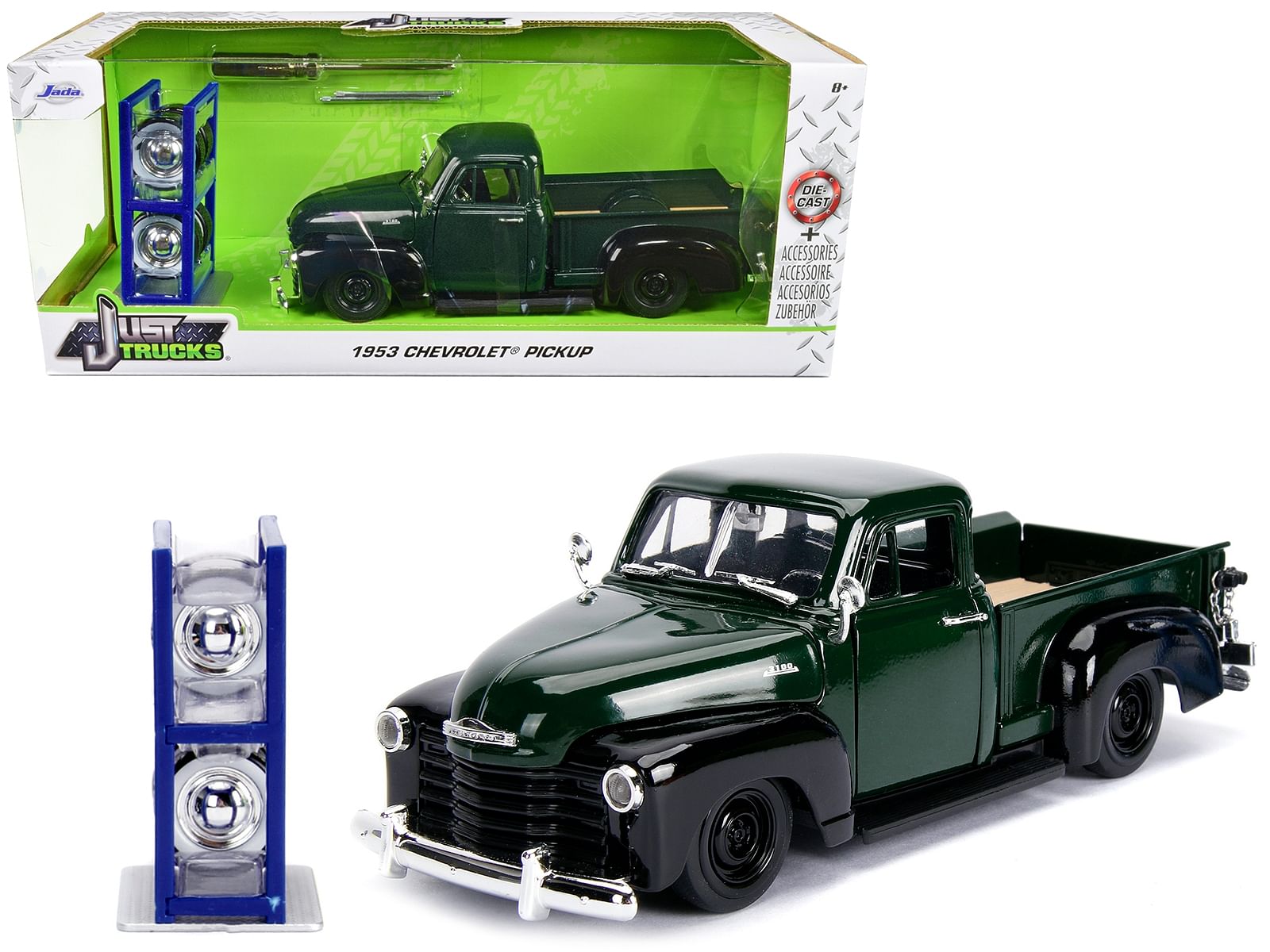 1953 Chevrolet 3100 Pickup Truck Green with Extra Wheels “Just Trucks” Series 1/24 Diecast Model Car by Jada