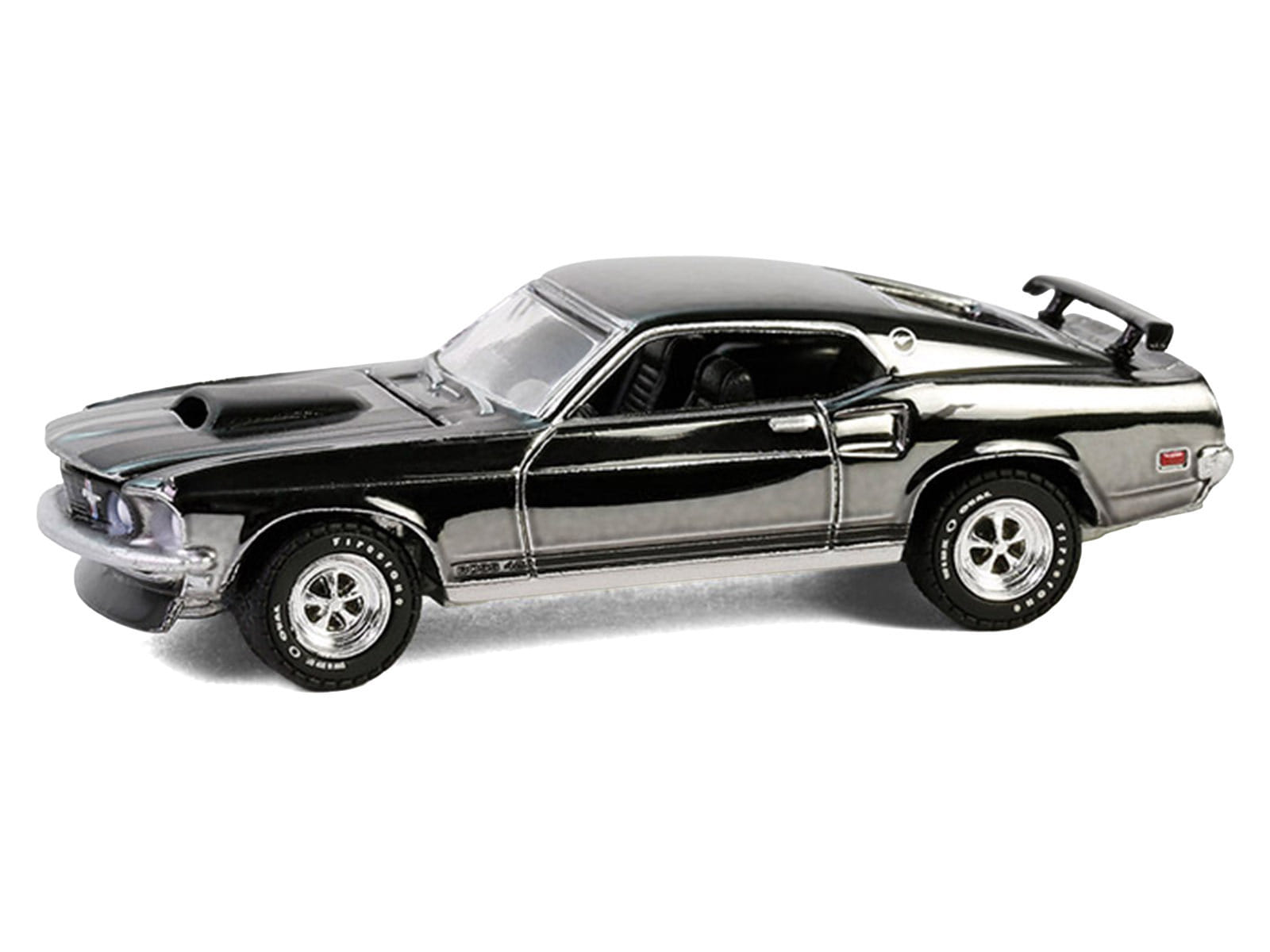 1969 Ford Mustang Boss 429 Silver Chrome Edition with Black Stripes "John Wick" (2014) Movie "Hobby Exclusive" Series 1/64 Diecast Model Car by Greenlight - Image 2