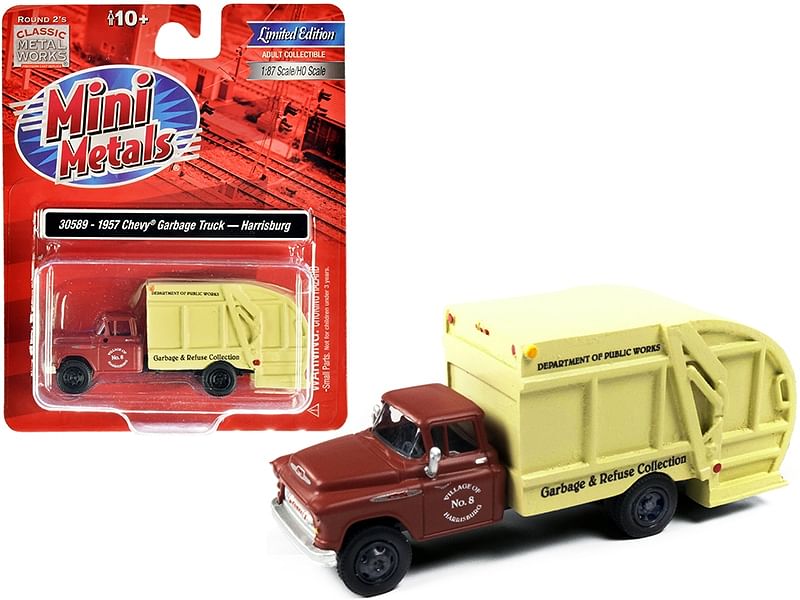 1957 Chevrolet Garbage Truck “Harrisburg Department of Public Works” Maroon and Yellow 1/87...