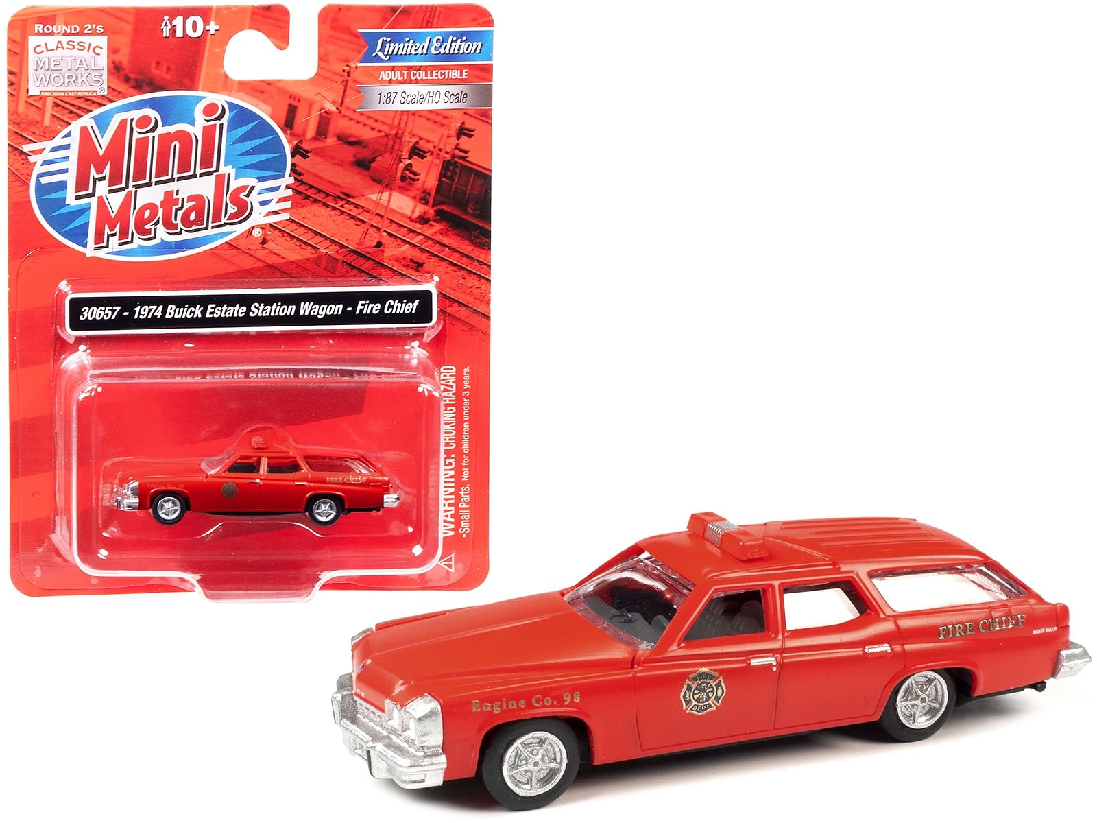 1974 Buick Estate Station Wagon Red “Fire Chief” 1/87 (HO) Scale Model by Classic Metal Works